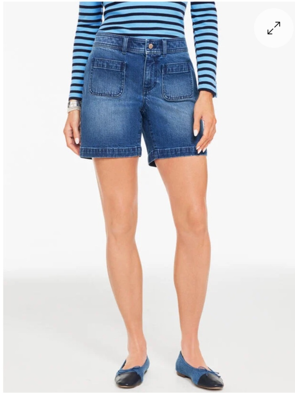 Talbots PATCH POCKET DENIM SHORTS - WILEY WASH Women’s Mid-Length. Size 6 - Picture 3 of 14